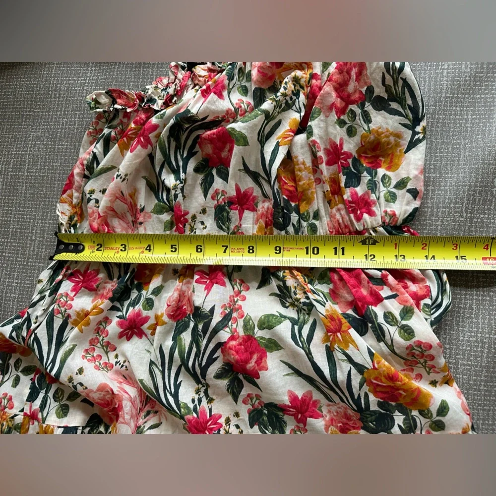 J CREW One Shoulder Beach Maxi Dress In Vintage Floral Size S Tiered Semi Sheer - Picture 10 of 12